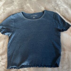 American Eagle waffle ruffled cropped t-shirt